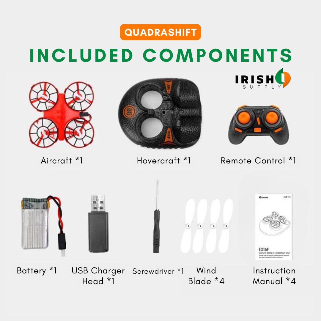 Irish Supply, QUADRASHIFT, 3 in 1 Remote Controlled Hovercraft