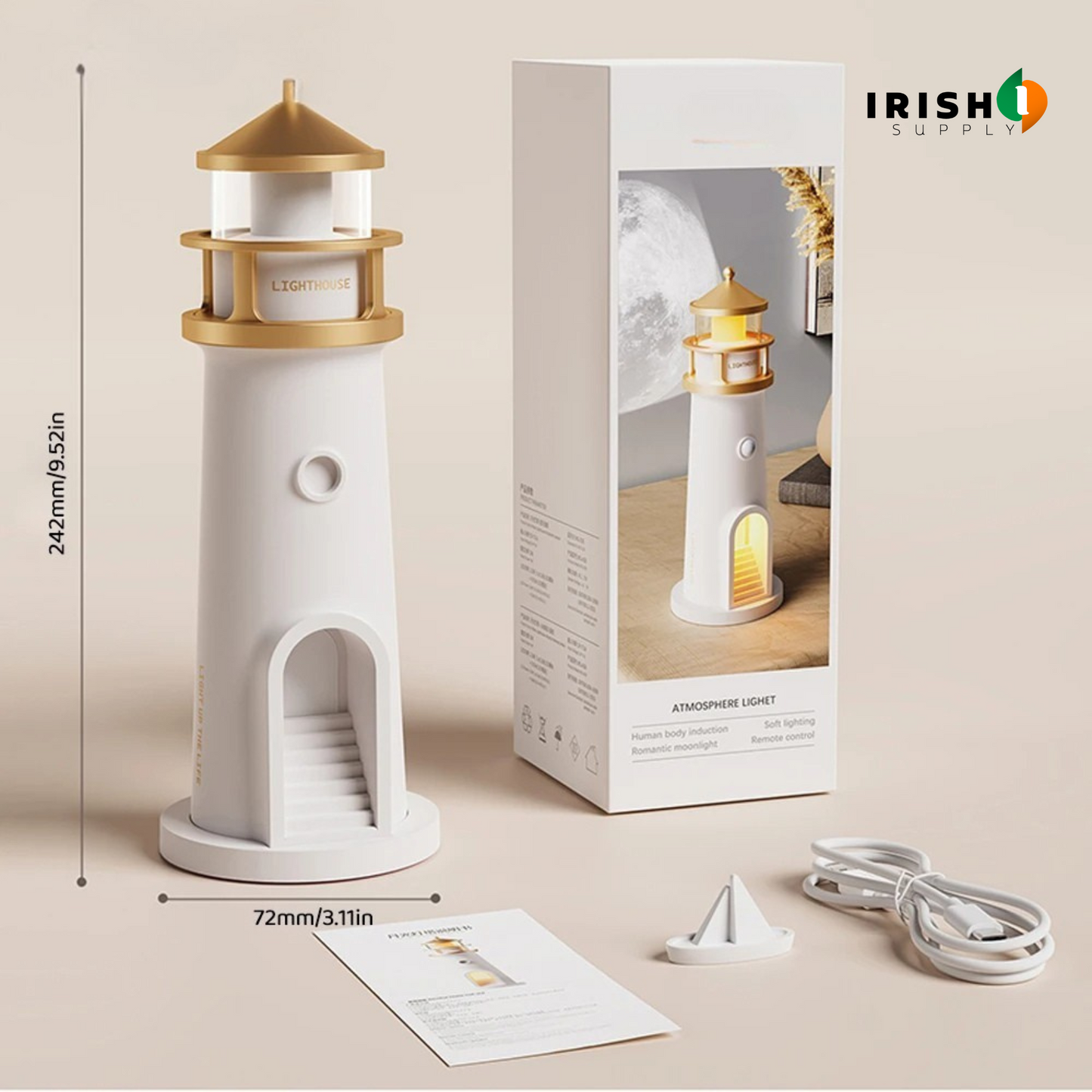 LUMASPHERE Moon Projection Lighthouse Ambient Night Light