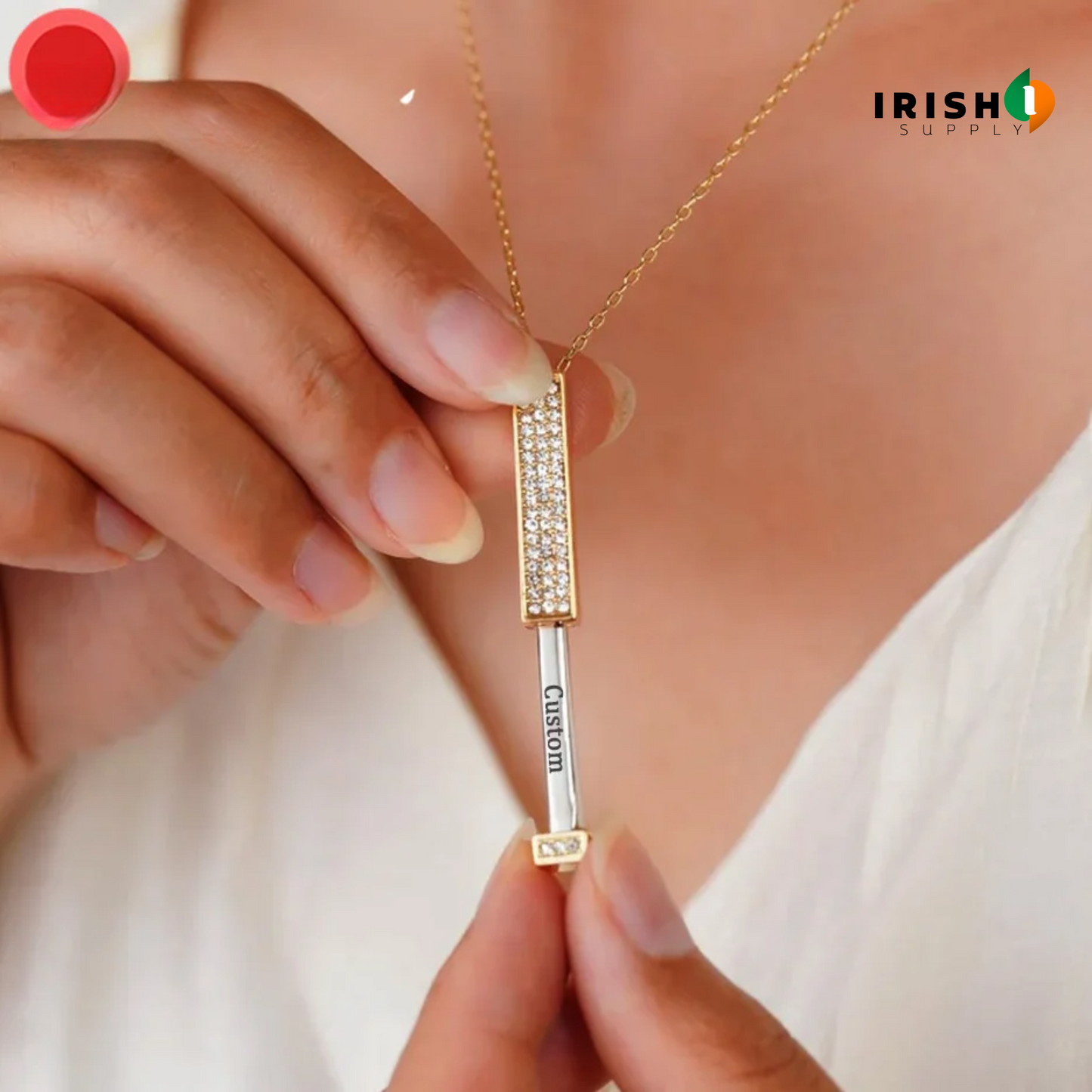 NAMELUXE Personalized Engrave 4 Sides Name Bar Necklace