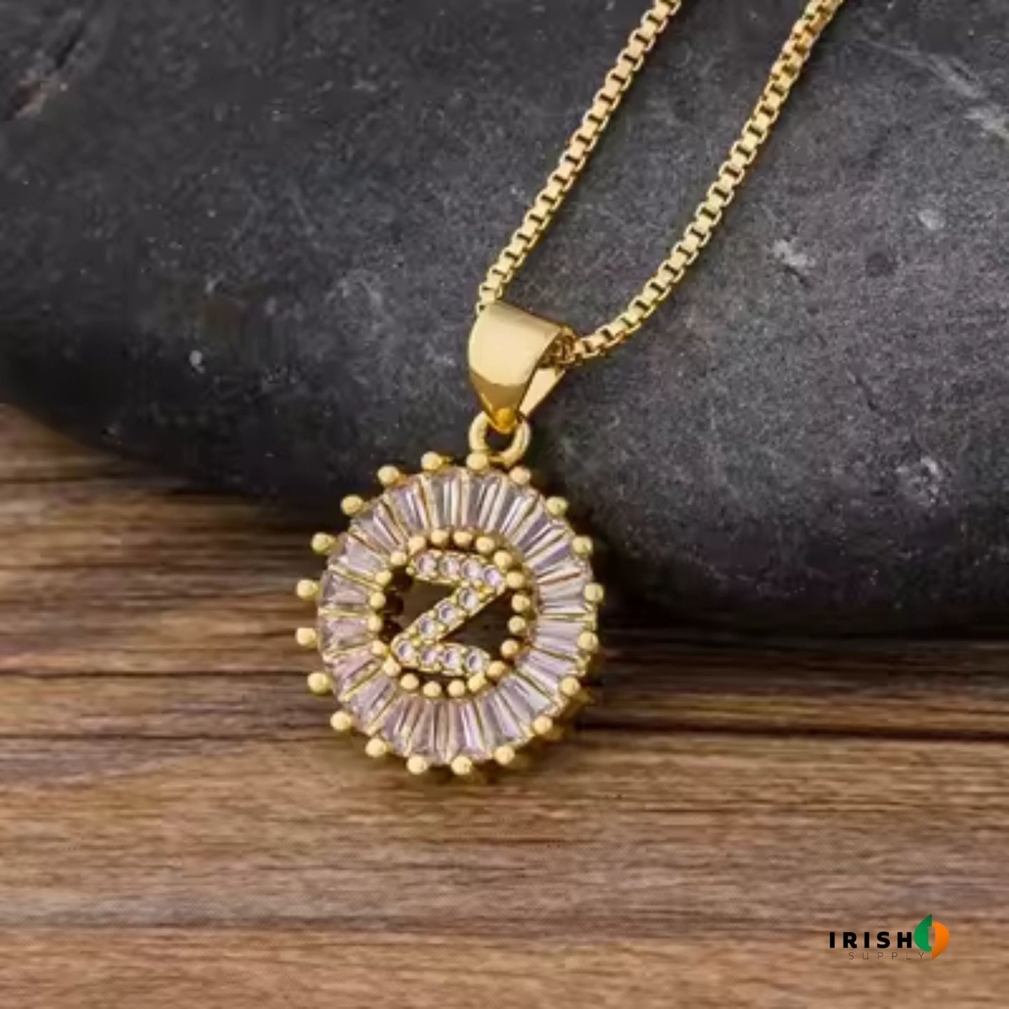 GLEAMIA Diamond Shine Letter Necklace