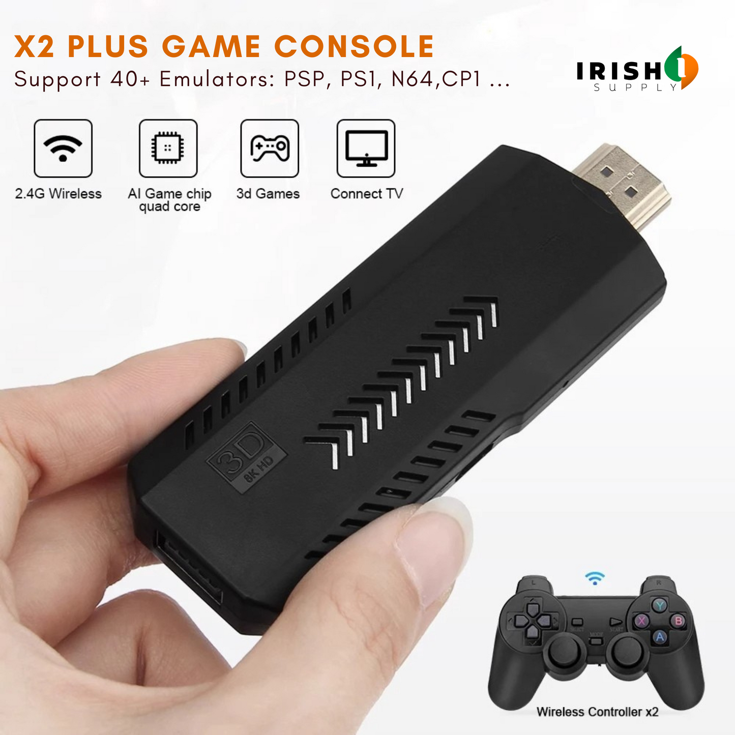 INFINITYPLAY 256G 58,000 Games Wireless Controller Game Stick For N64/PSP/PS1/GBA