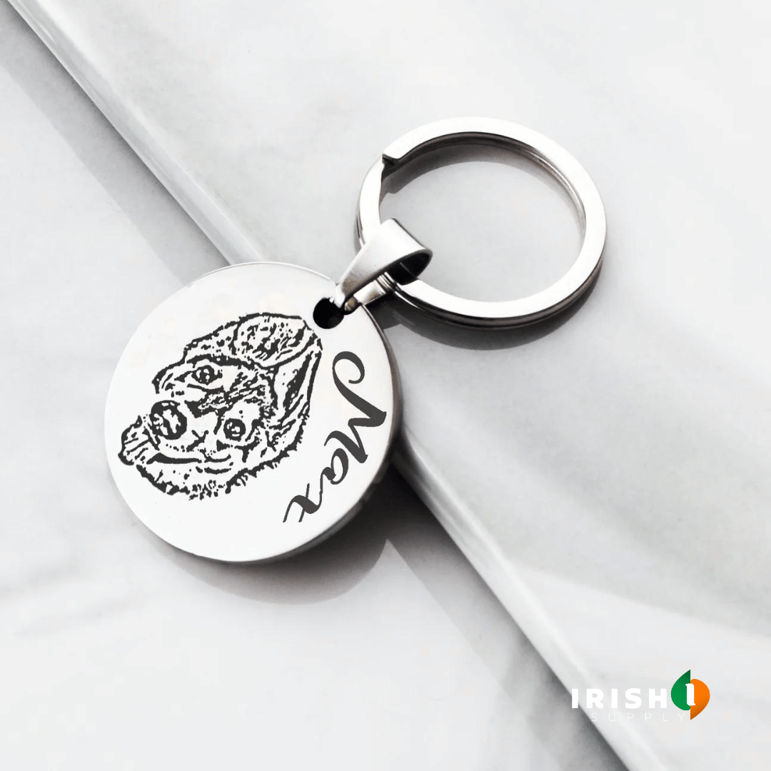 Engraved Pet Portrait Keychain