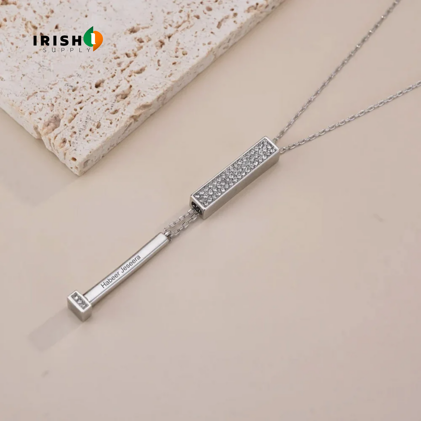 NAMELUXE Personalized Engrave 4 Sides Name Bar Necklace