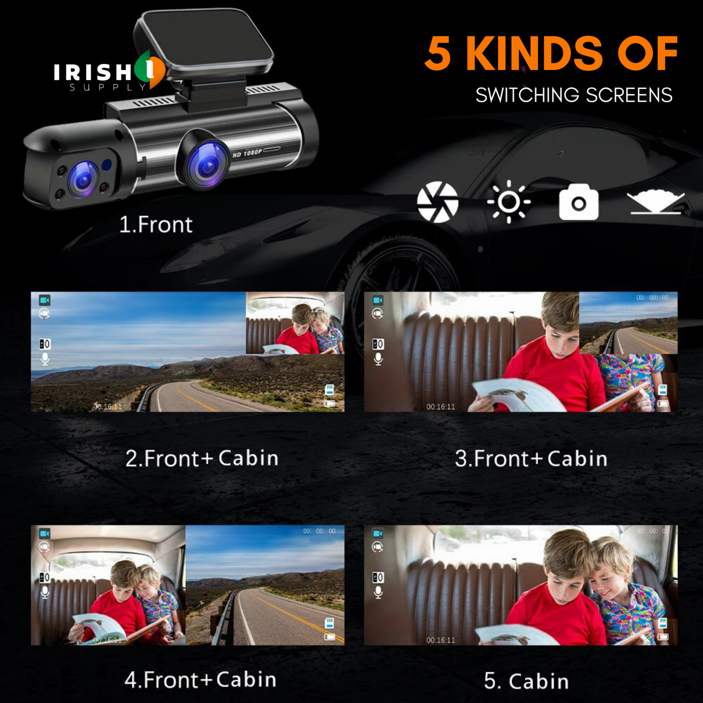 CLARITYPRO Dual 1080P Car Dash Cam - Front & Cabin Video Recorder