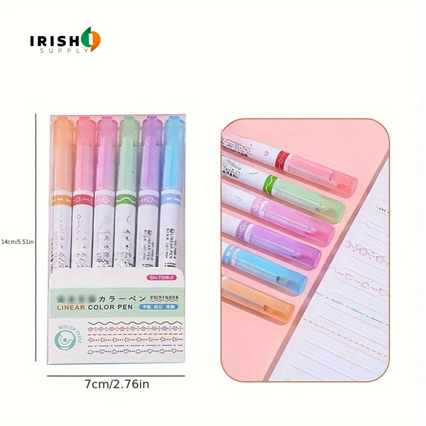 BUBBLITAP Color Curve Highlighter & Marker Pen Set (6 pcs)