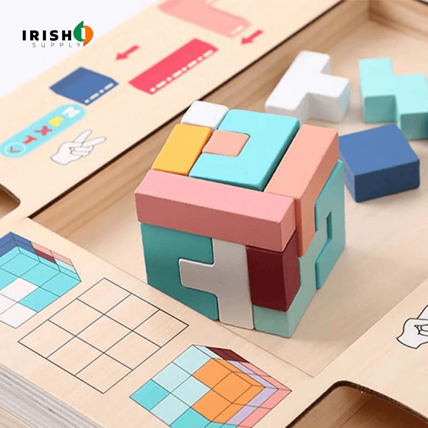 PUZZLEGENIUS Montessori Wooden Tetris