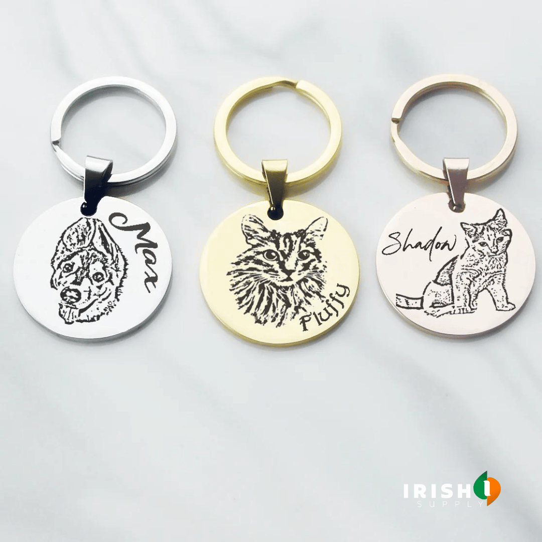 Engraved Pet Portrait Keychain