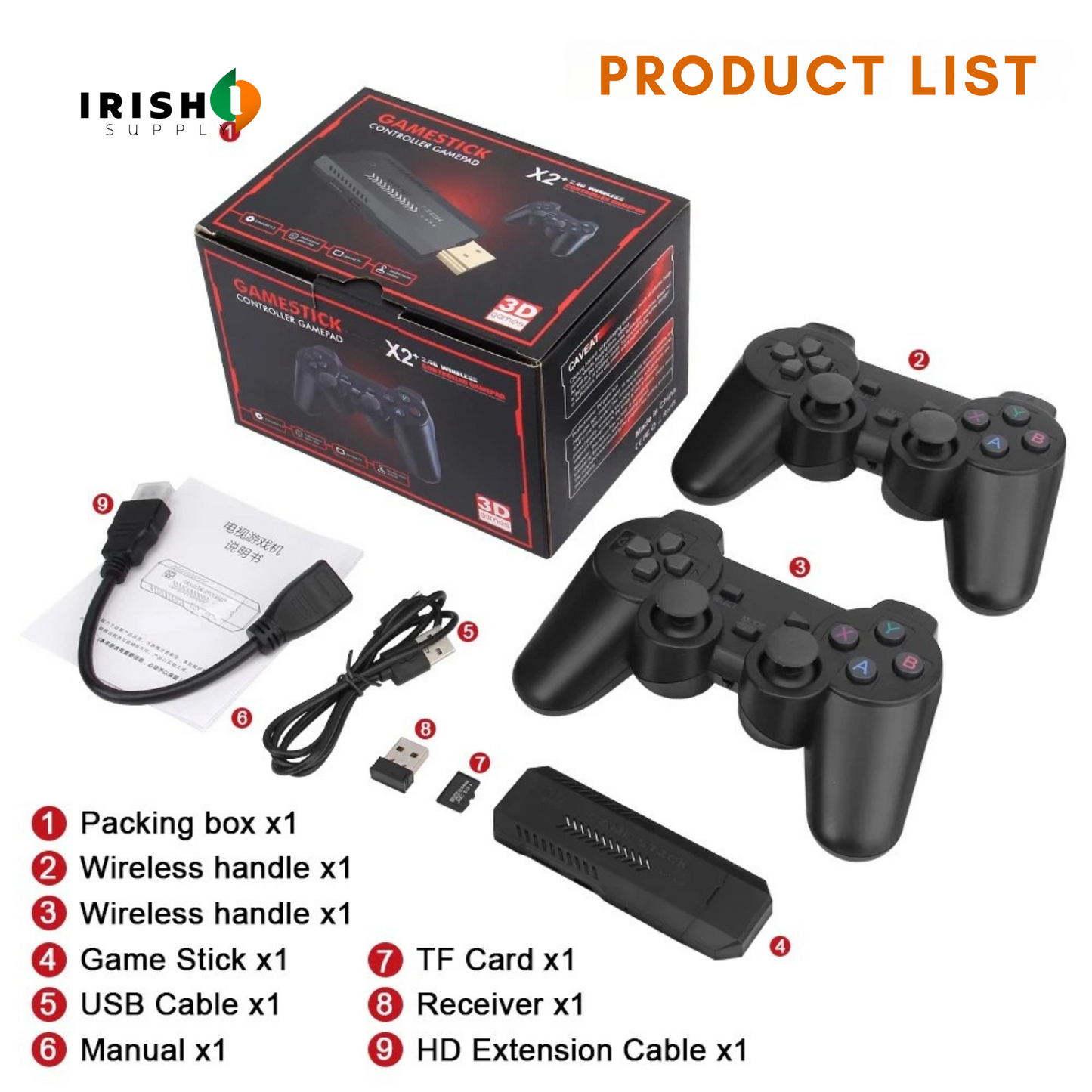 INFINITYPLAY 256G 58,000 Games Wireless Controller Game Stick For N64/PSP/PS1/GBA