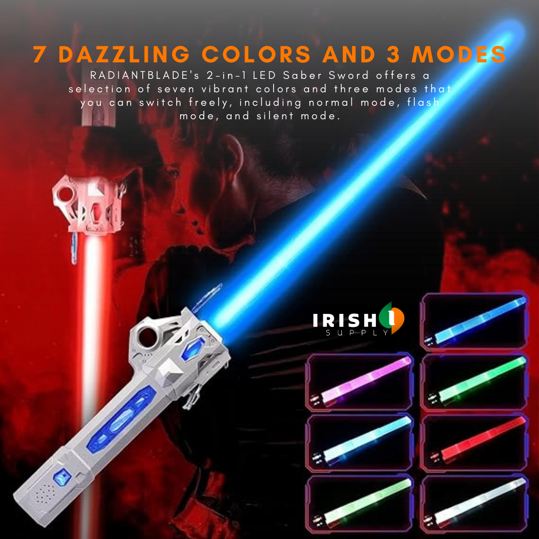 Irish Supply, RADIANTBLADE, Interactive Retractable Lightsaber, with 7 Hues of Glory