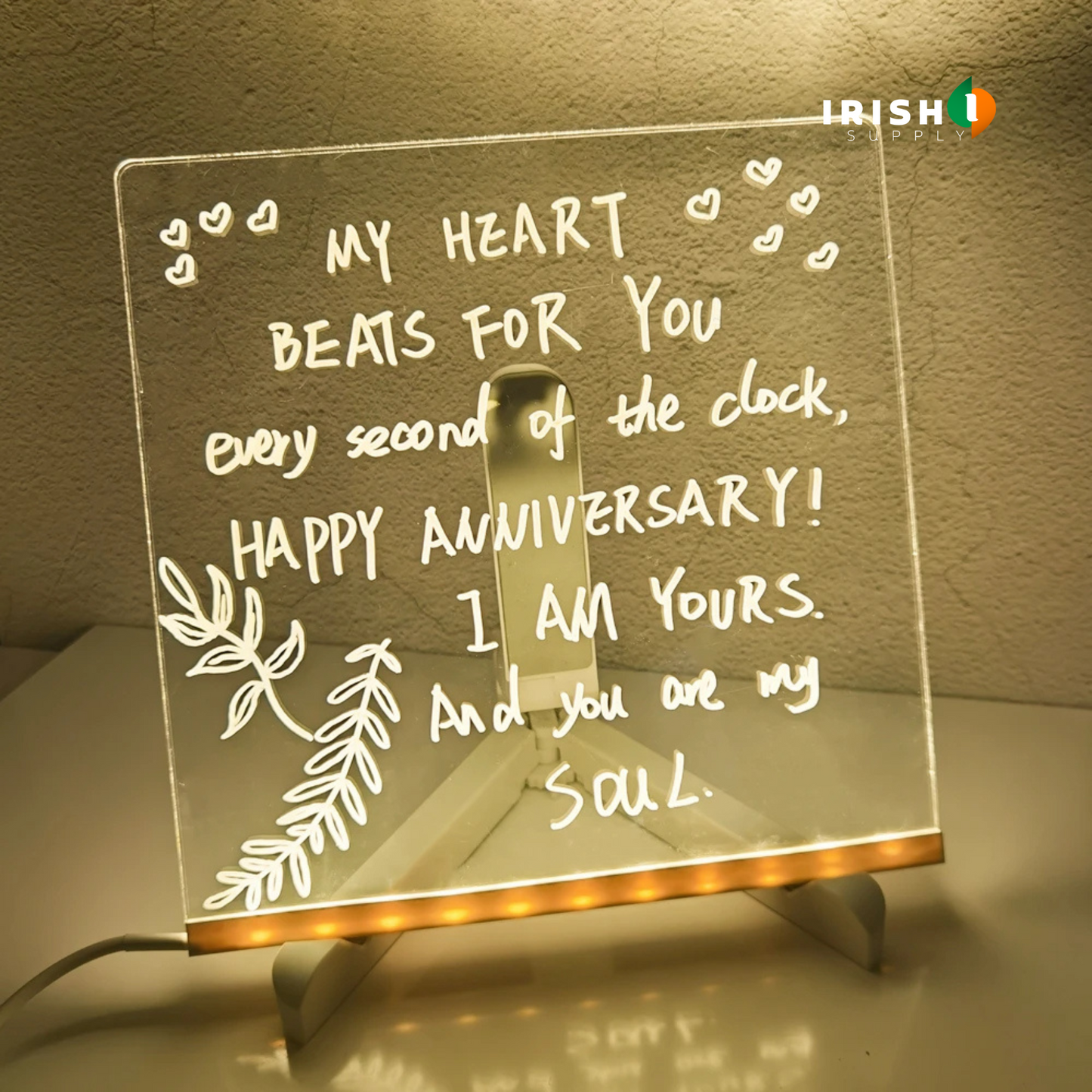 NEONSAGE Kids LED Drawing Board with Night Light & Colorful Pens (30x20 cm)