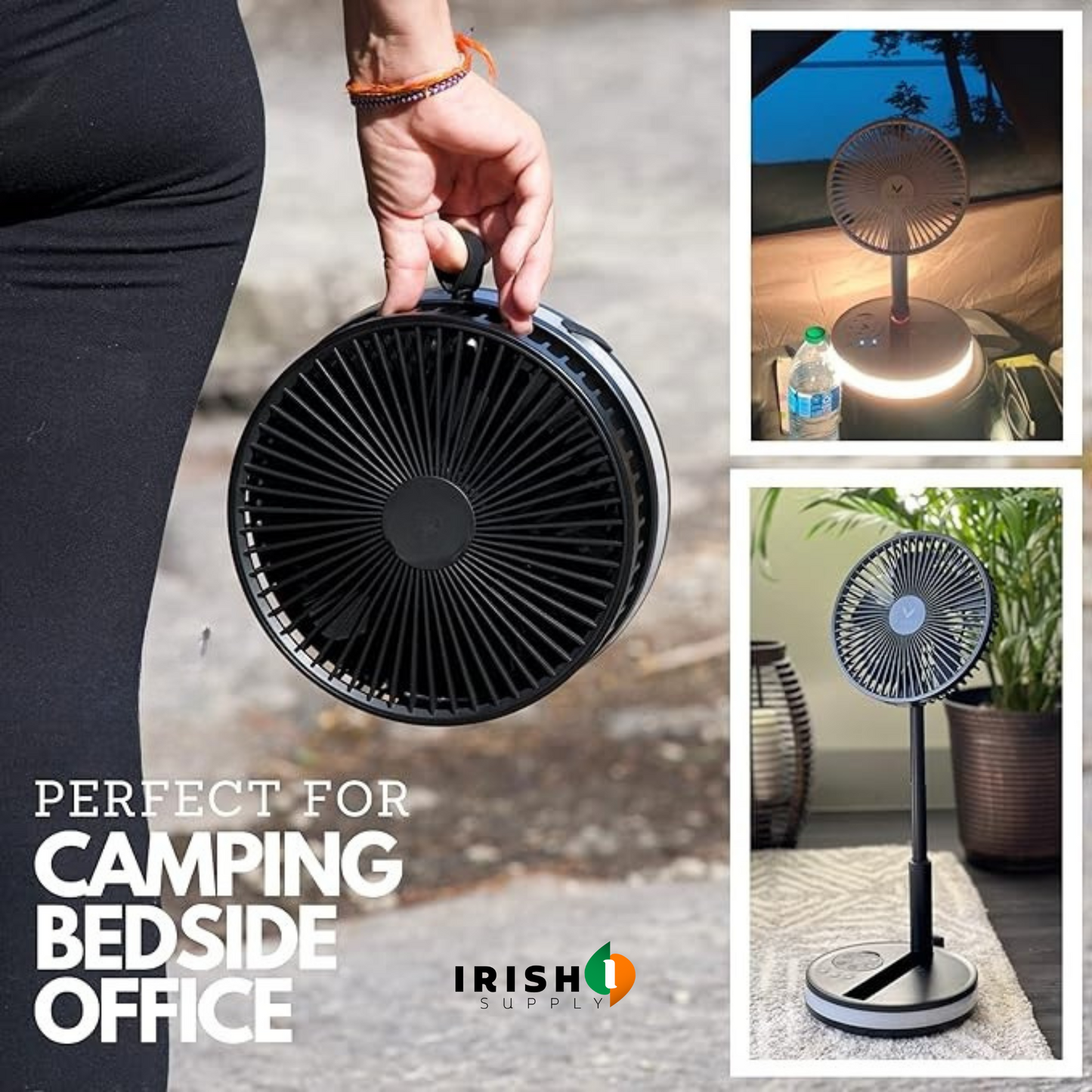 VENTURA Wireless Battery Operated Fan With 4 Speeds, LED Lighting, Carry Case & Remote Control