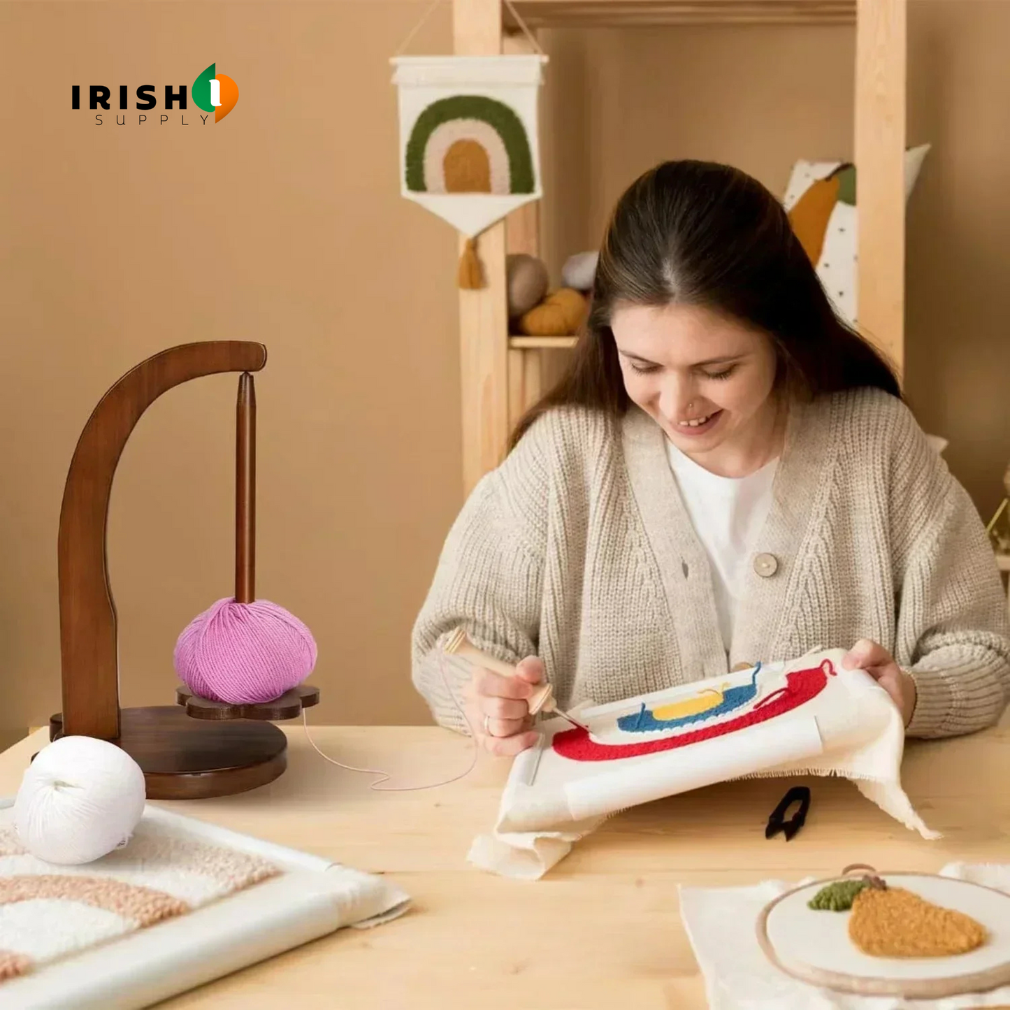 MAGNISPIN 360° Rotation Spinner Wooden Yarn Holder