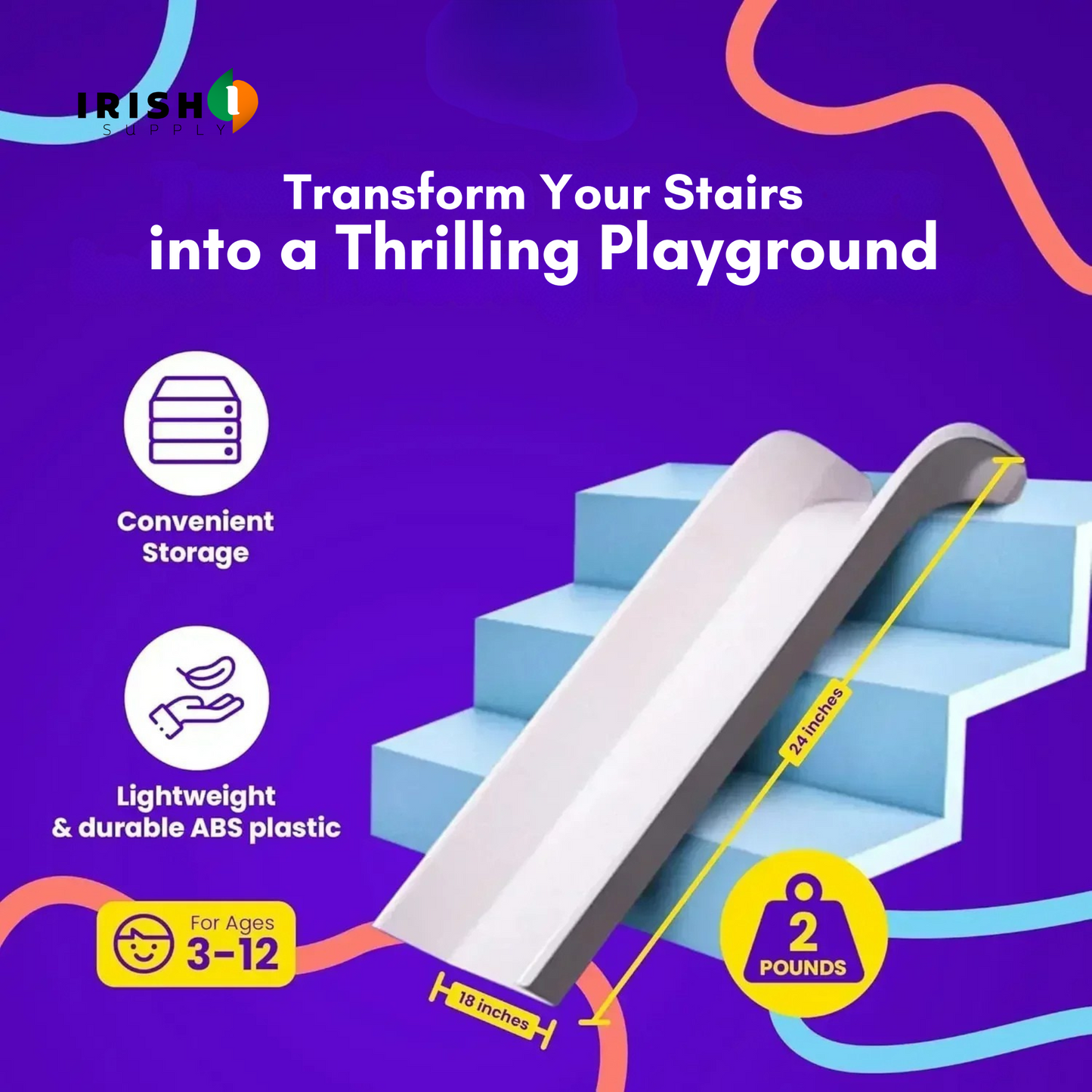 SWIFTSLIDE 4 Pack Indoor Slide Accessories for Kids Mounted on Stairs