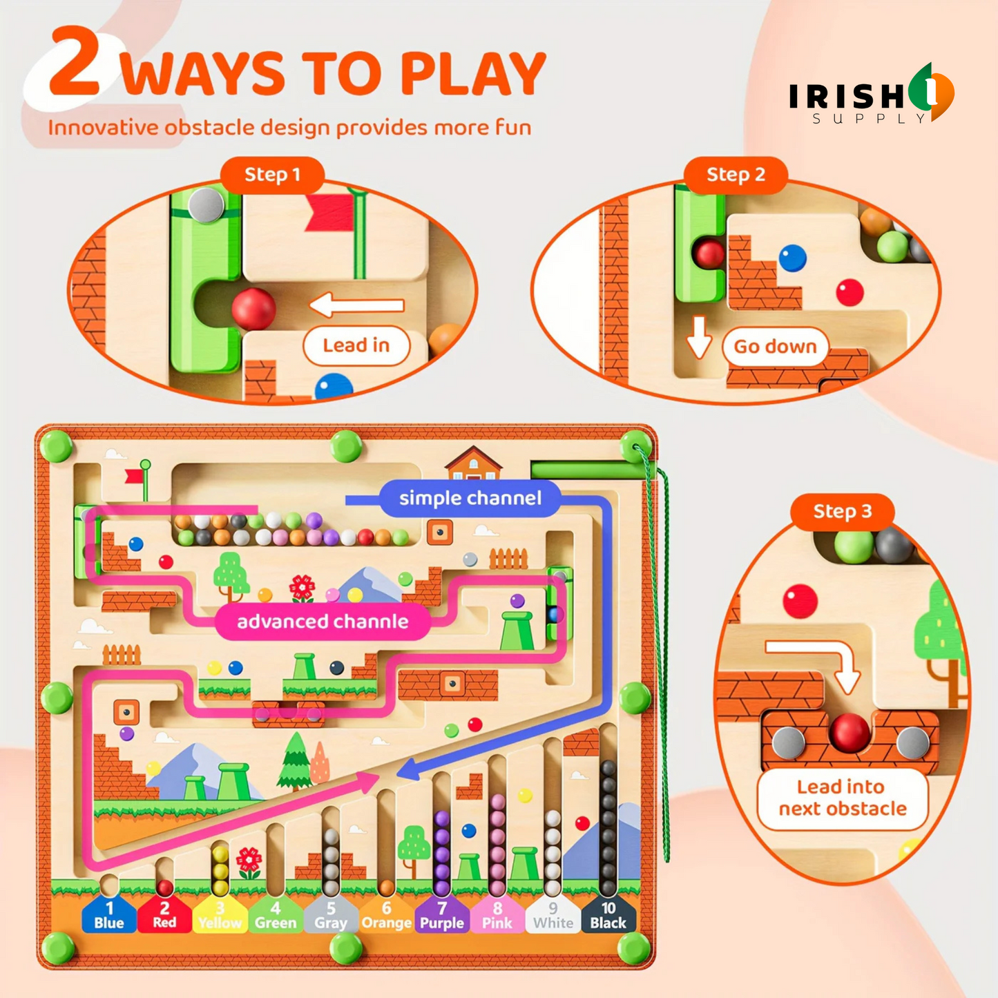 COLORQUEST Wooden Magnetic Color and Number Maze