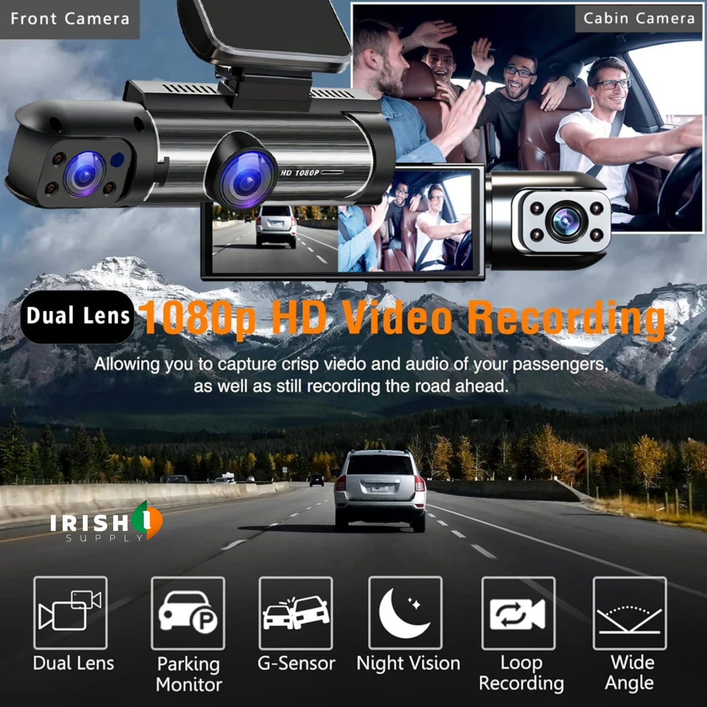 CLARITYPRO Dual 1080P Car Dash Cam - Front & Cabin Video Recorder