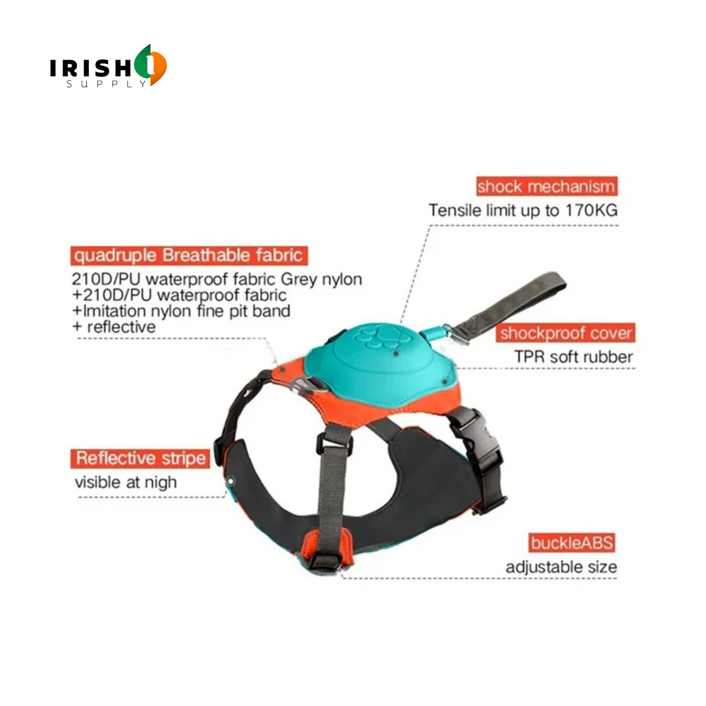 PAWGRIP 2 in 1 No Pull Dog Harness with Retractable Leash