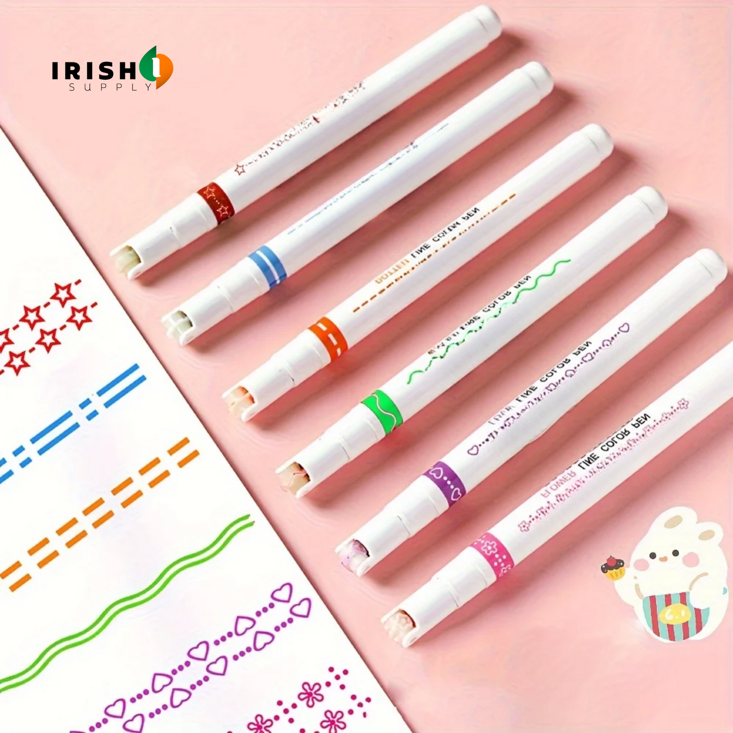 BUBBLITAP Color Curve Highlighter & Marker Pen Set (6 pcs)