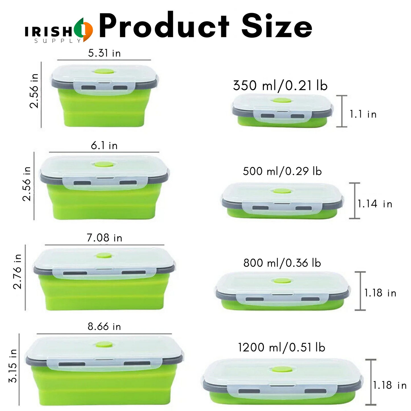 PACKEASE Collapsible Silicone Food Containers