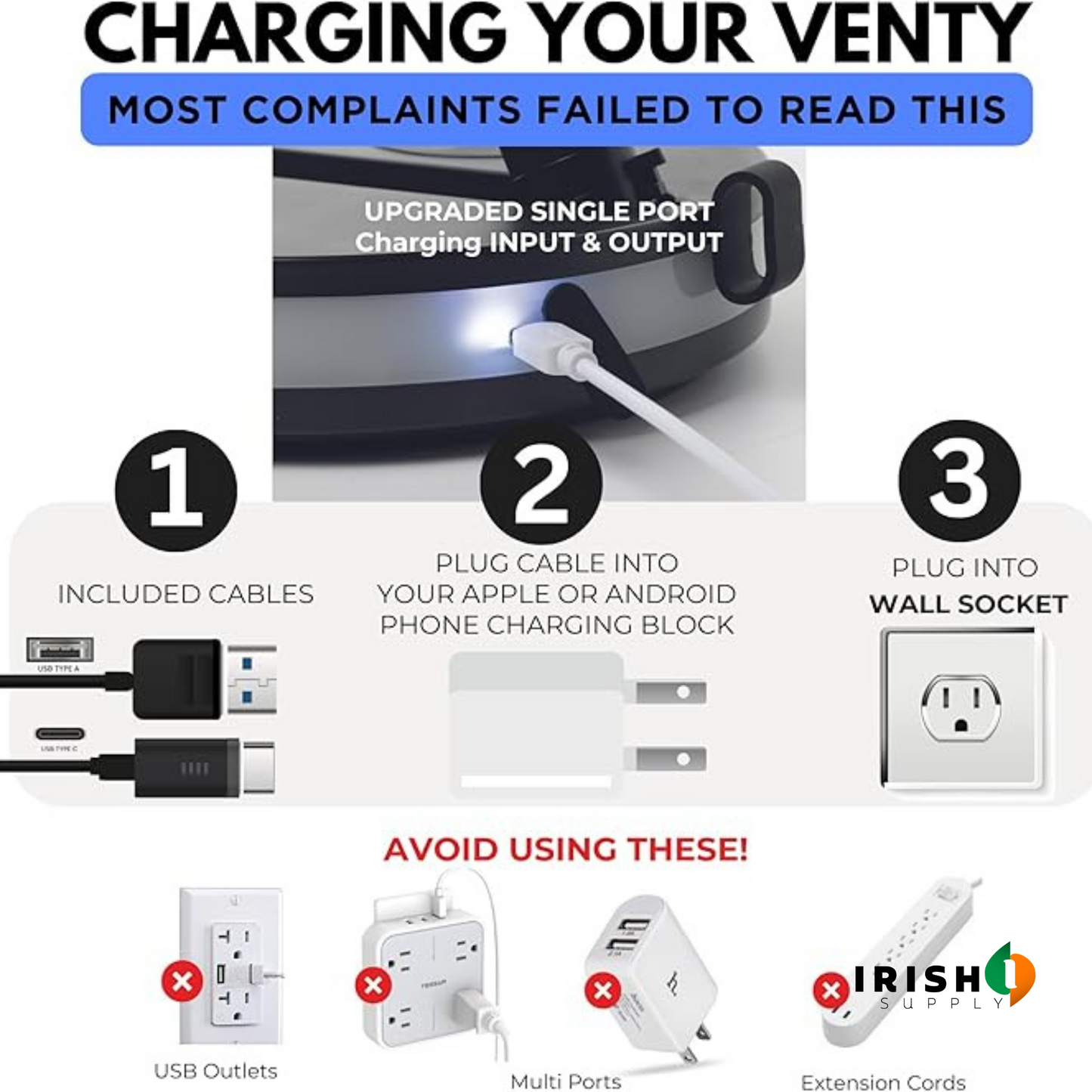 VENTURA Wireless Battery Operated Fan With 4 Speeds, LED Lighting, Carry Case & Remote Control
