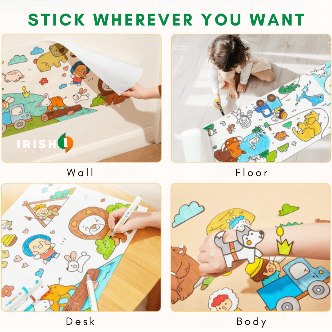ROLLDODDLE Self-Adhesive Colouring Paper Roll