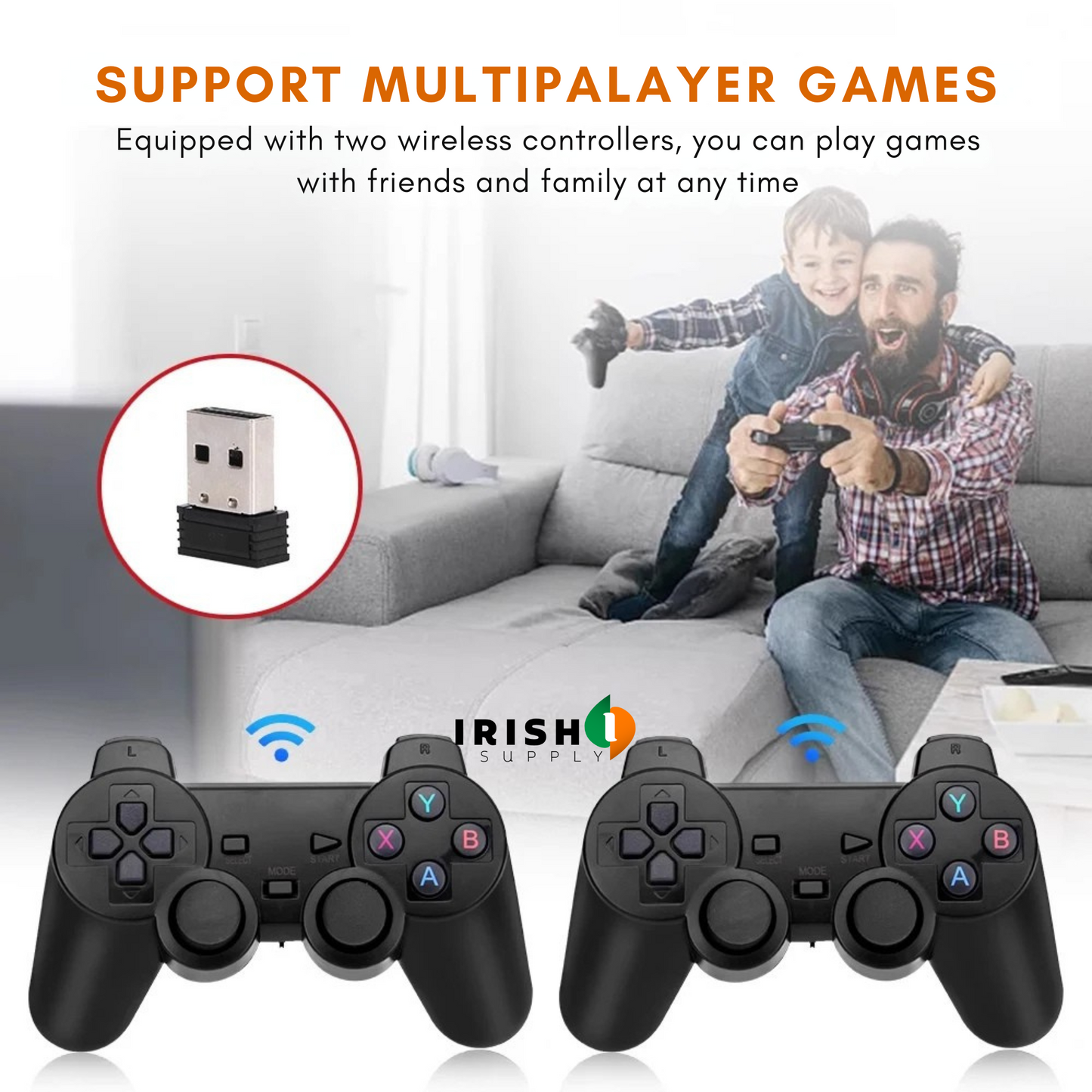 INFINITYPLAY 256G 58,000 Games Wireless Controller Game Stick For N64/PSP/PS1/GBA