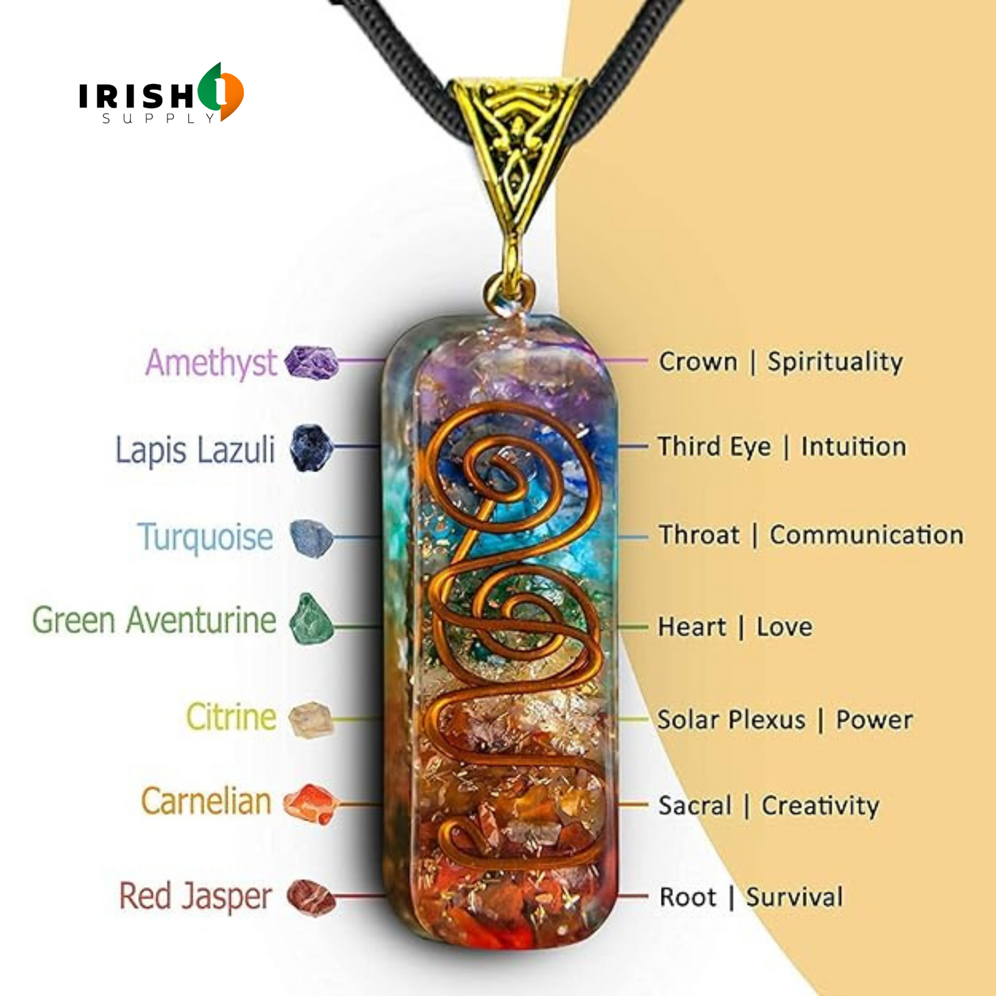 HARMONIA 7 Chakra Reiki Healing Crystal Pendant