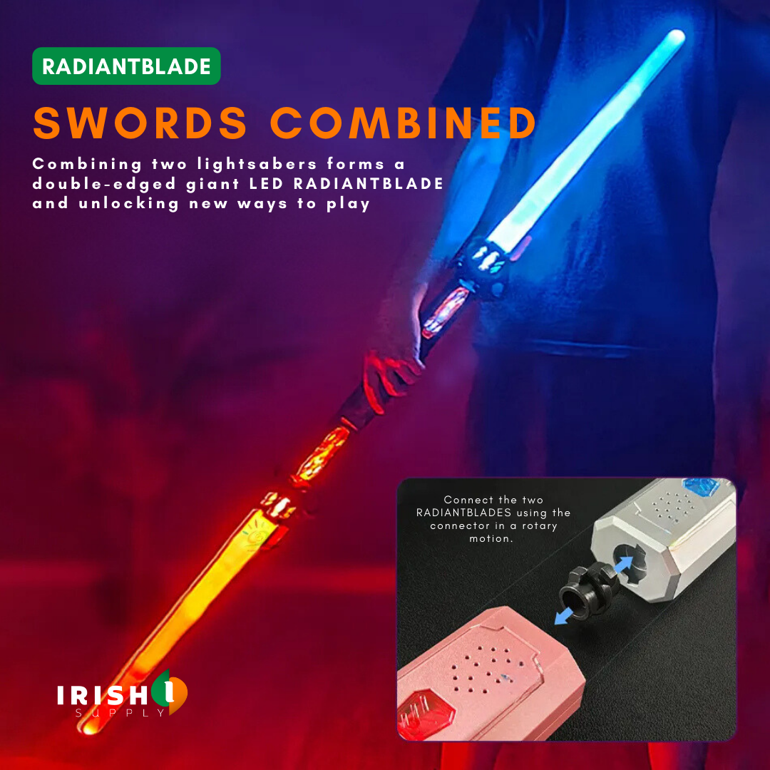Irish Supply, RADIANTBLADE, Interactive Retractable Lightsaber, with 7 Hues of Glory