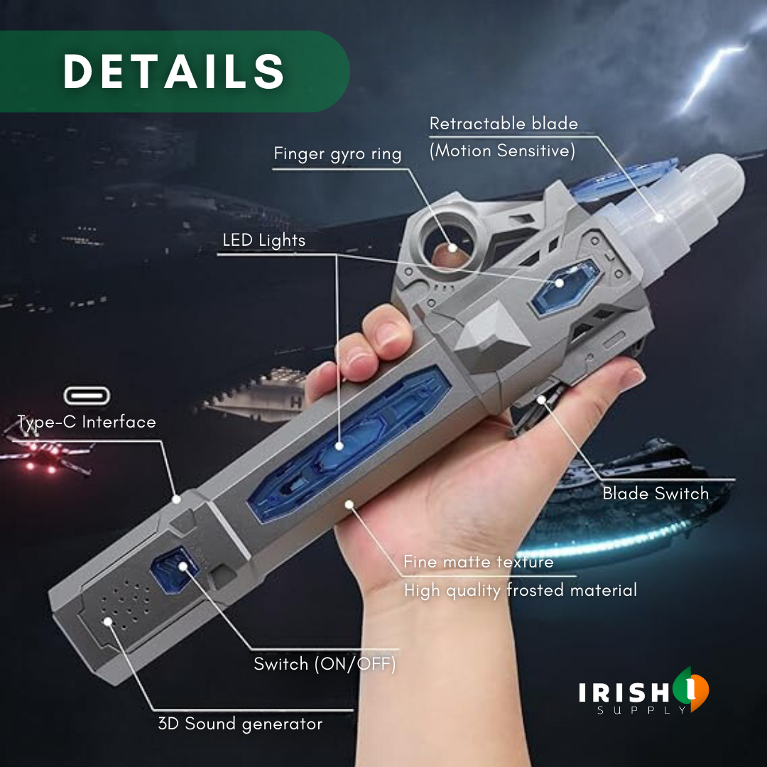 Irish Supply, RADIANTBLADE, Interactive Retractable Lightsaber, with 7 Hues of Glory