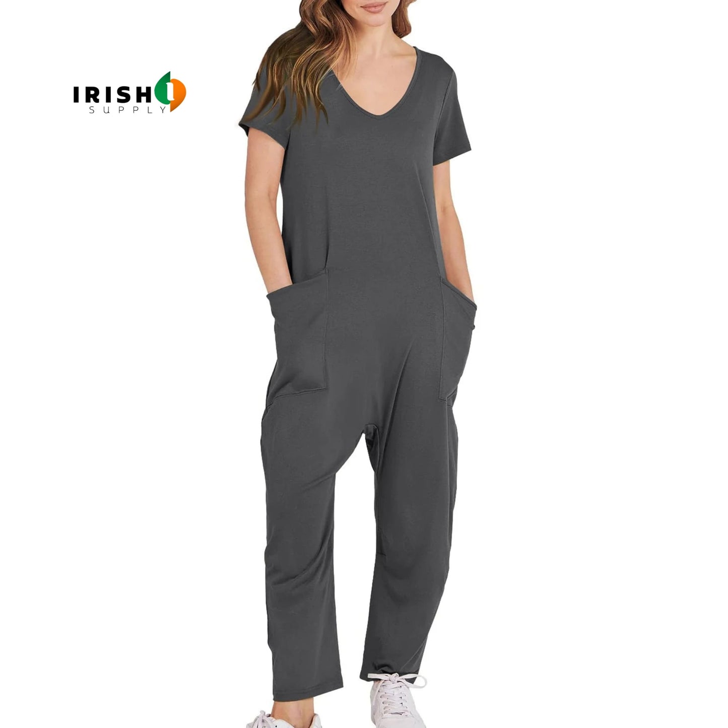 DRIFTWEAR Sleek V-Neck Cross-Pant Romper for Women