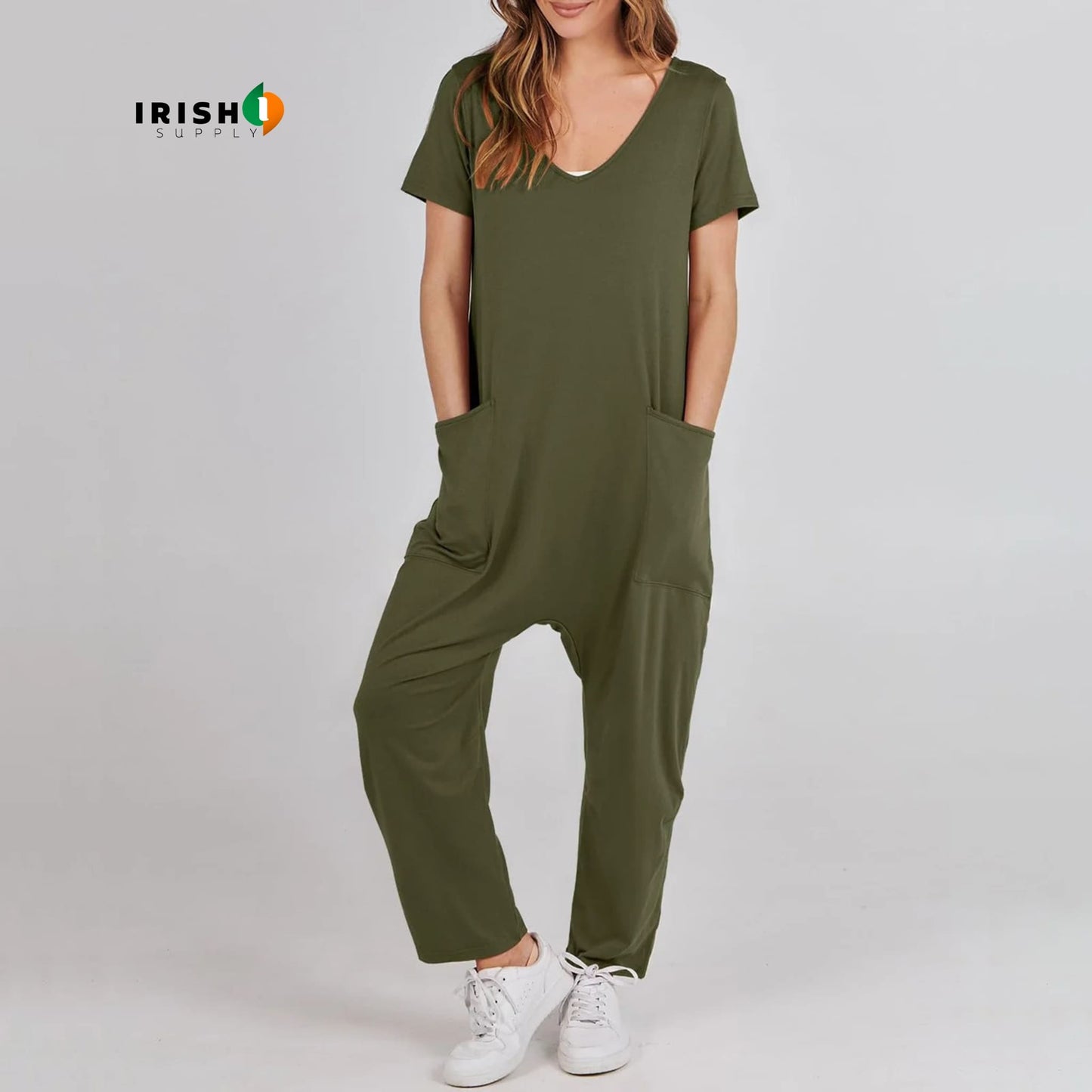 DRIFTWEAR Sleek V-Neck Cross-Pant Romper for Women