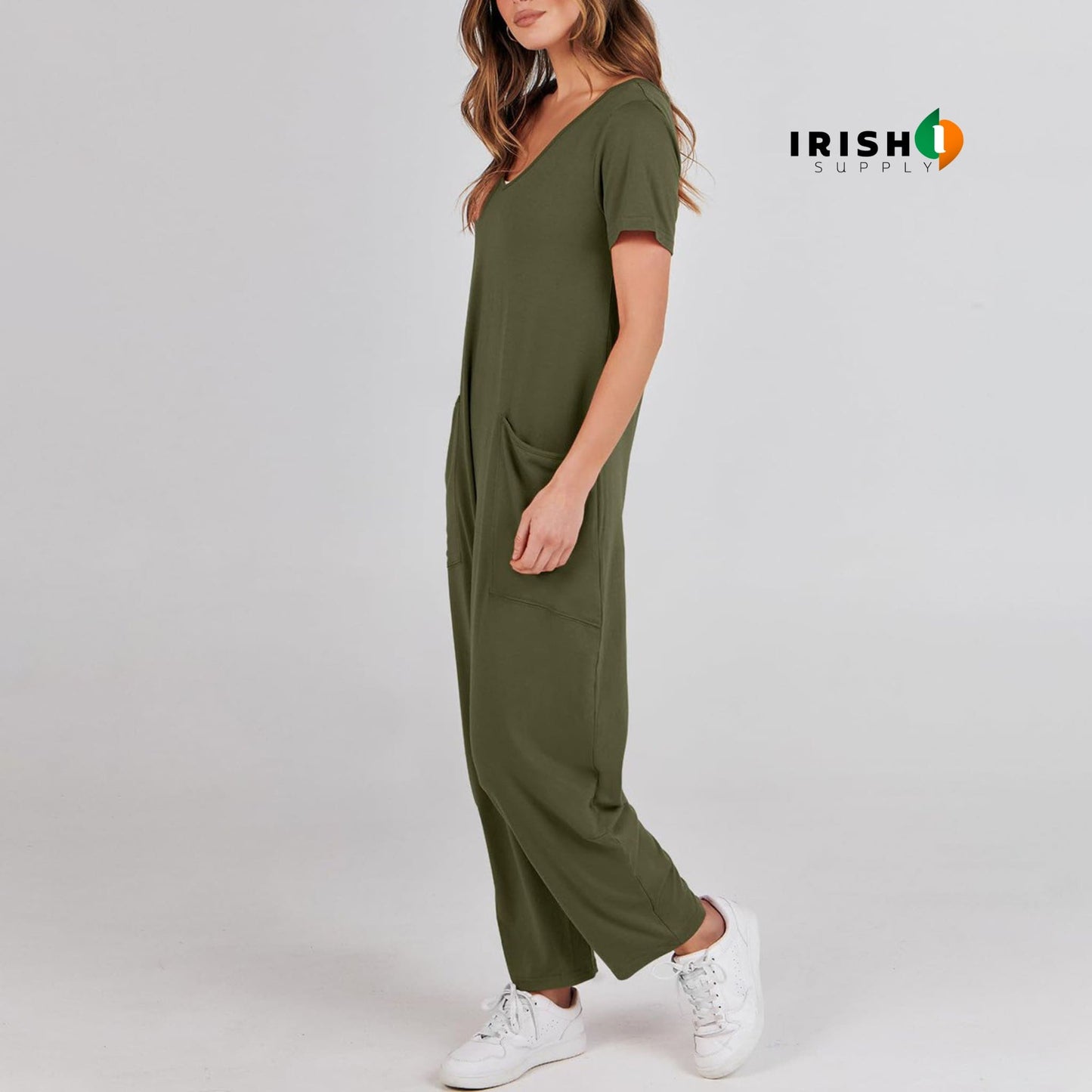 DRIFTWEAR Sleek V-Neck Cross-Pant Romper for Women