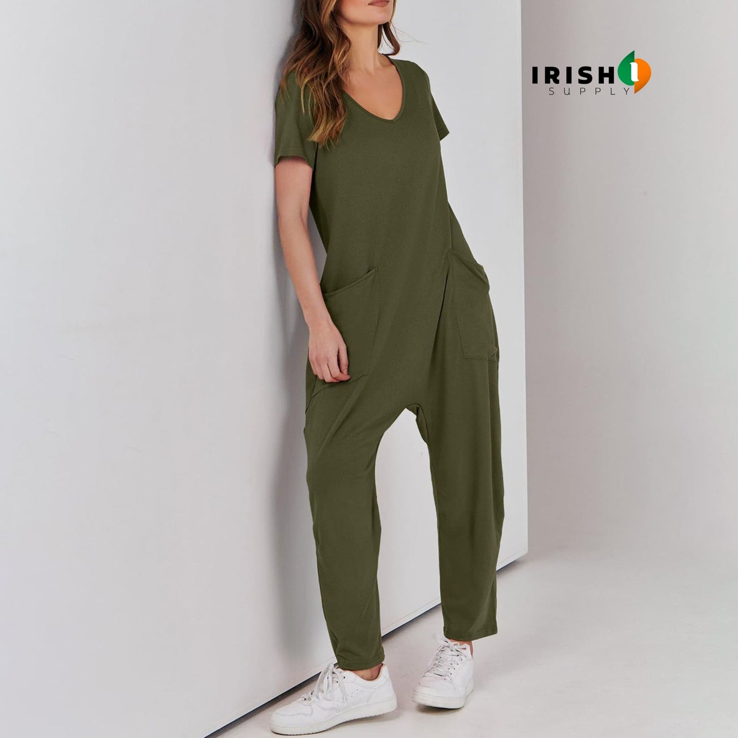 DRIFTWEAR Sleek V-Neck Cross-Pant Romper for Women