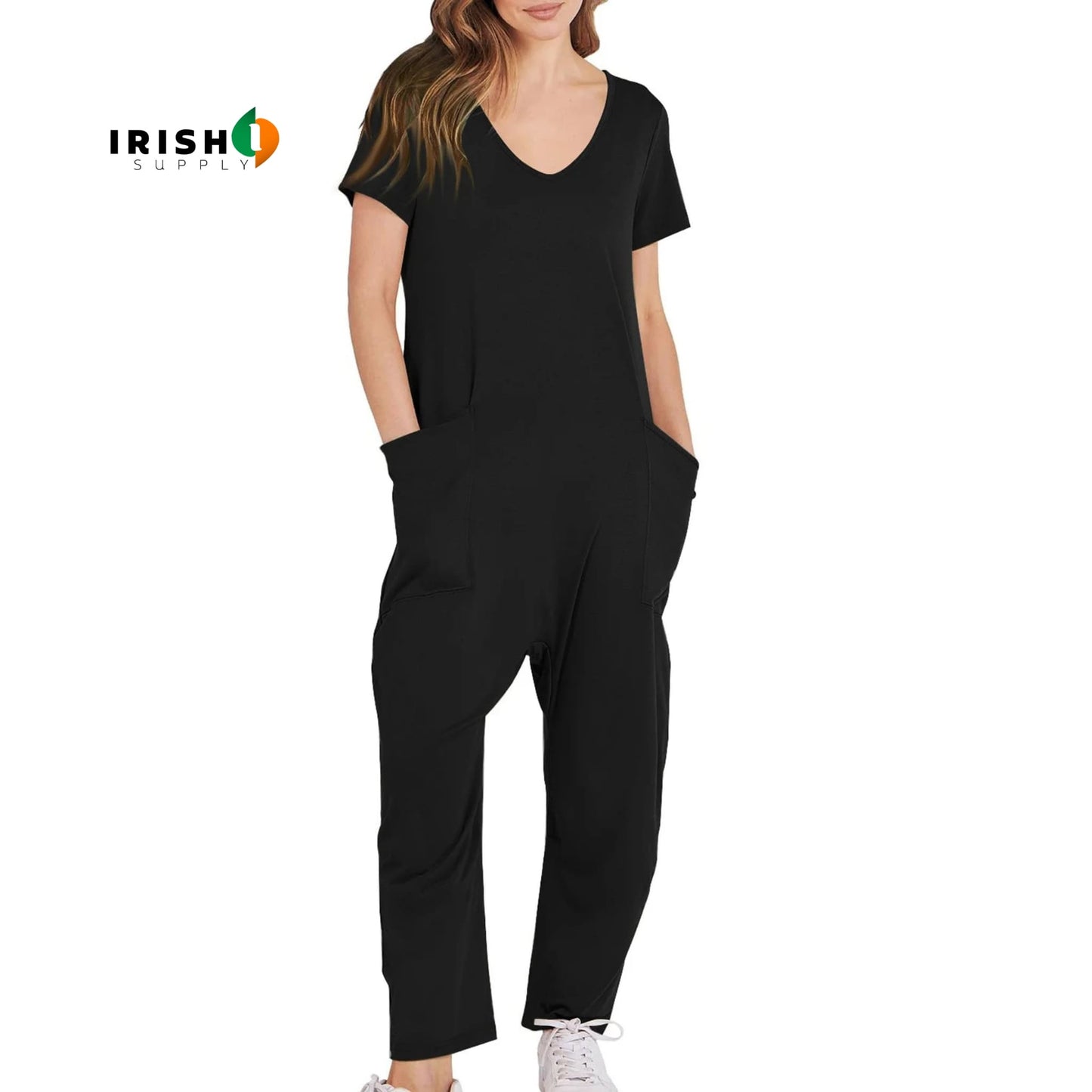 DRIFTWEAR Sleek V-Neck Cross-Pant Romper for Women