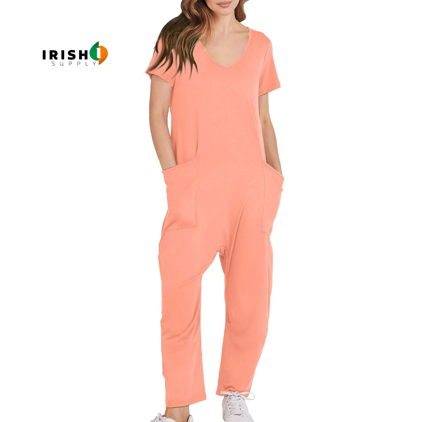 DRIFTWEAR Sleek V-Neck Cross-Pant Romper for Women