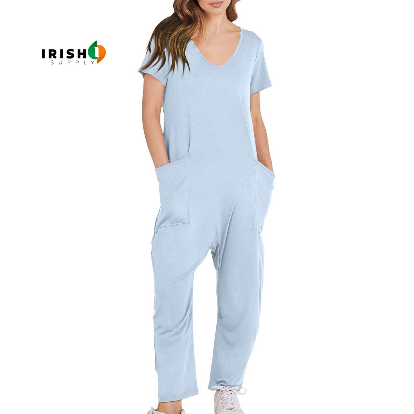 DRIFTWEAR Sleek V-Neck Cross-Pant Romper for Women