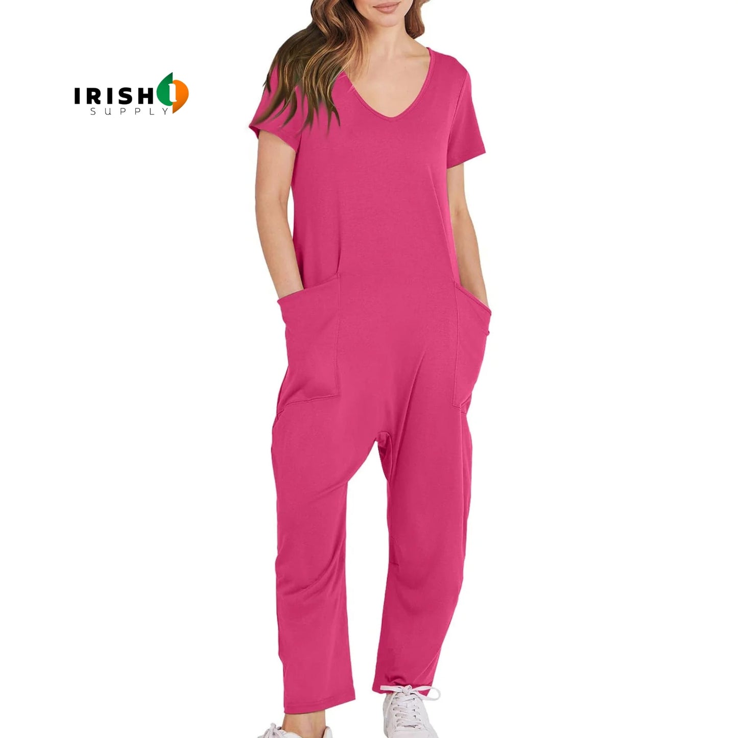 DRIFTWEAR Sleek V-Neck Cross-Pant Romper for Women