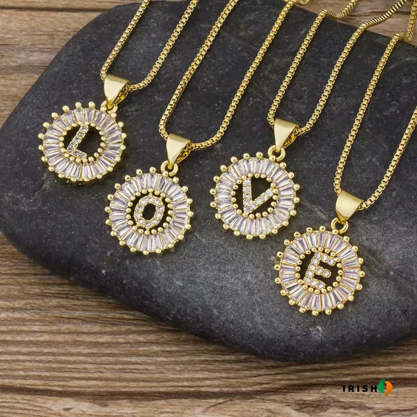 GLEAMIA Diamond Shine Letter Necklace