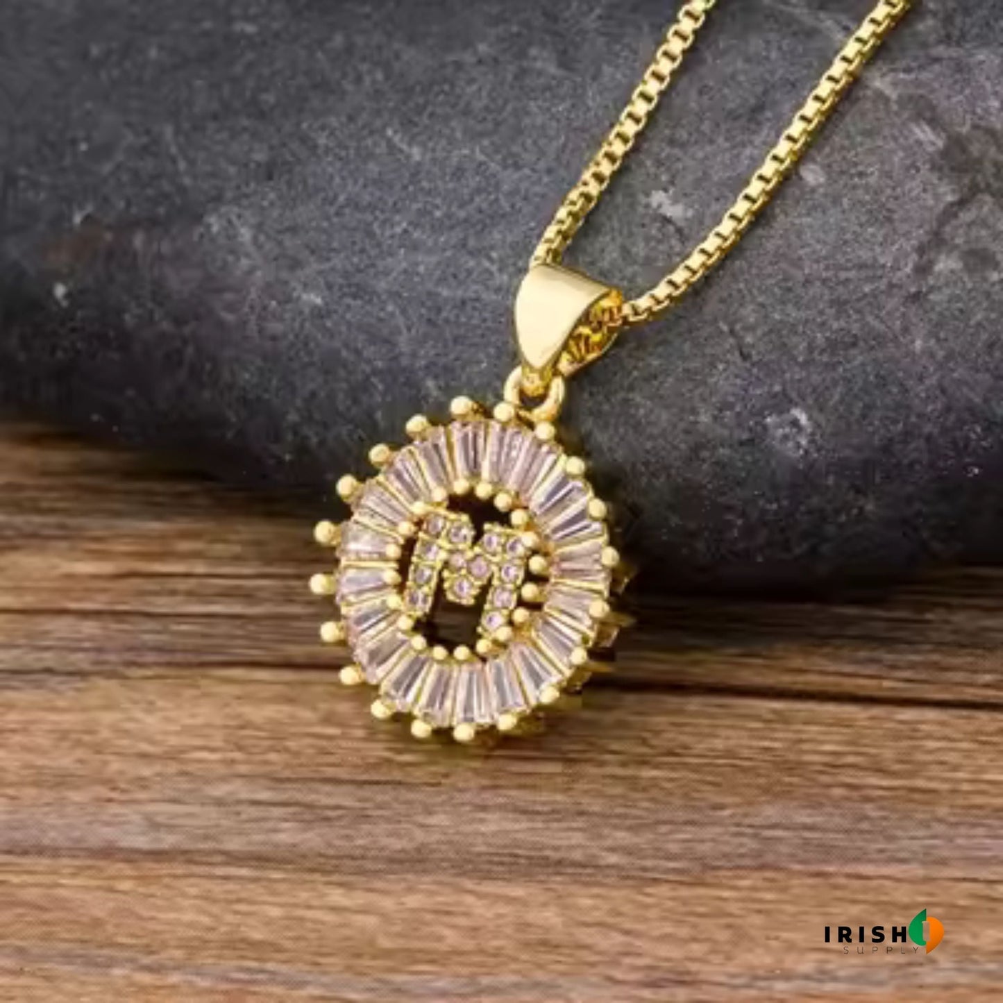 GLEAMIA Diamond Shine Letter Necklace