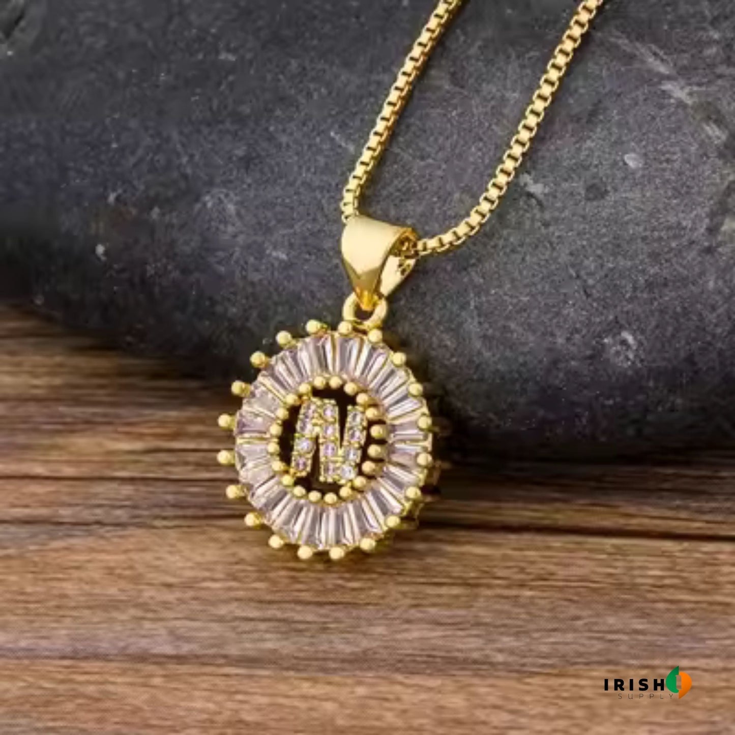GLEAMIA Diamond Shine Letter Necklace