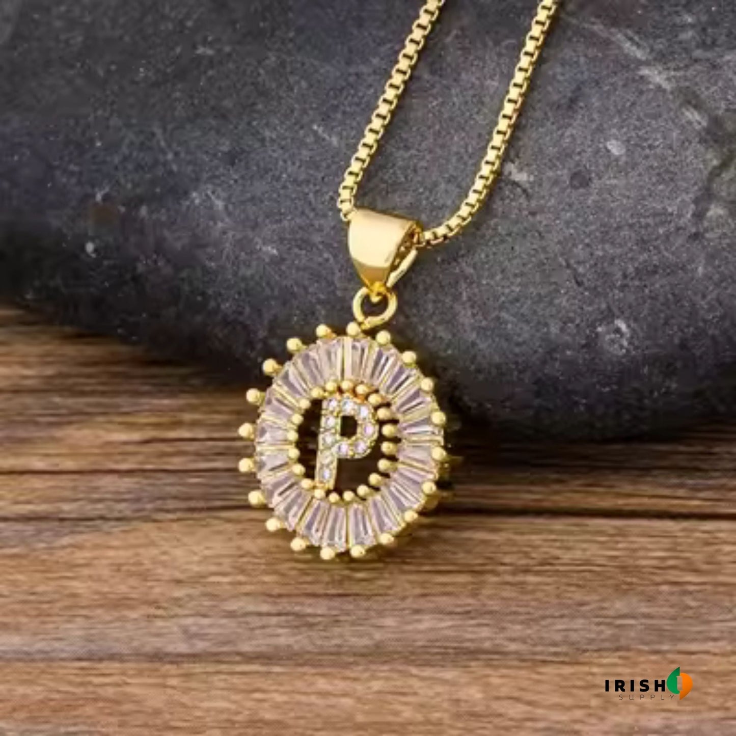 GLEAMIA Diamond Shine Letter Necklace