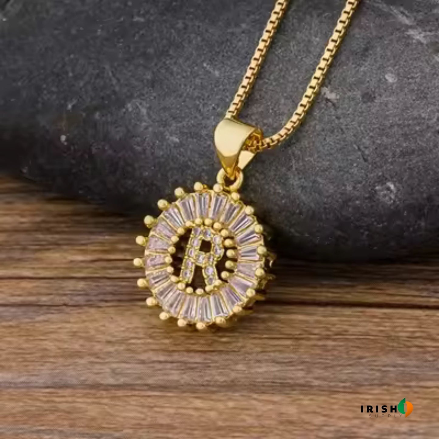GLEAMIA Diamond Shine Letter Necklace