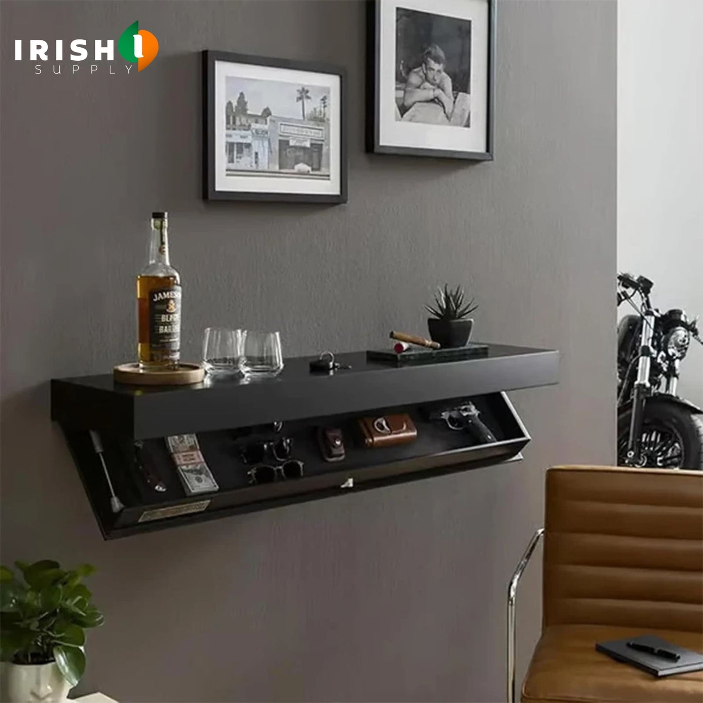 HIDELUXE Designer Floating Shelf with Hidden Storage