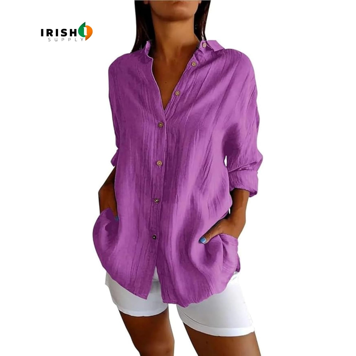 SLAYQUEEN Elegant Button-Down Lapel Shirt