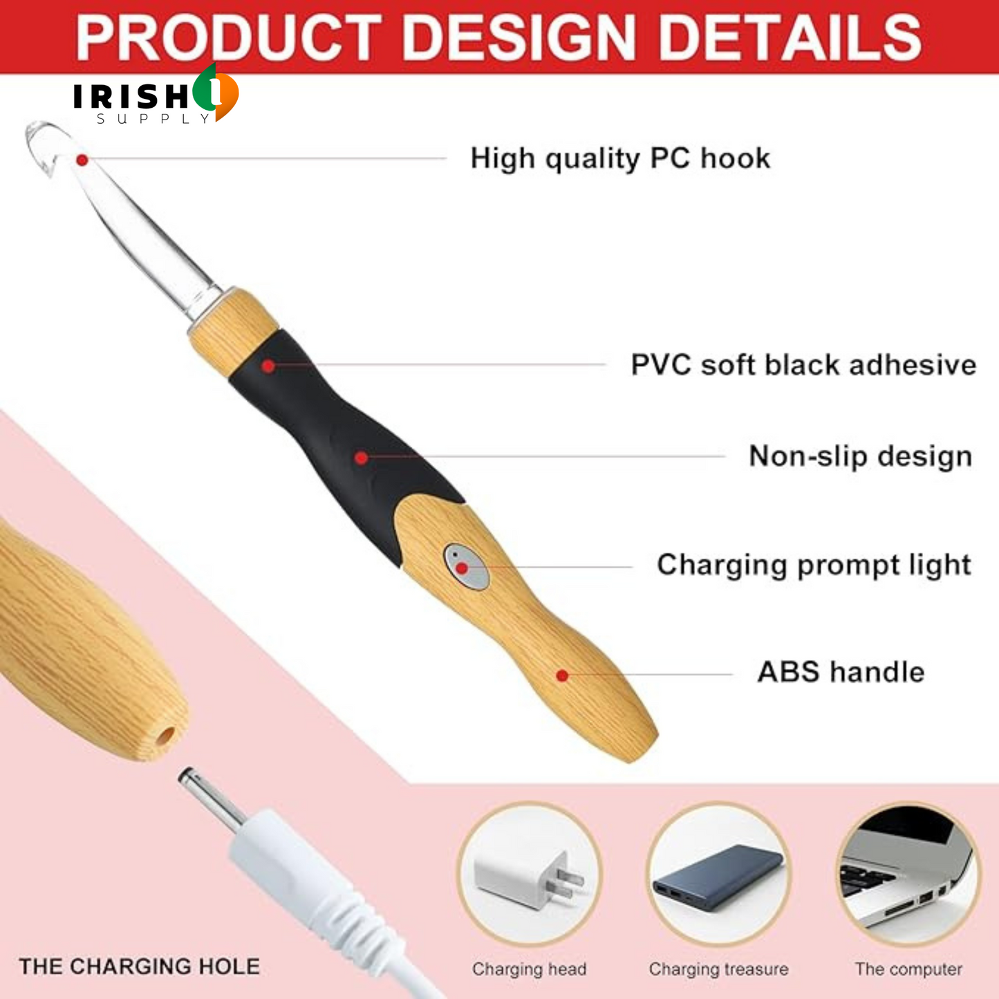 STITCHGLOW Rechargeable Crochet Hook with Light