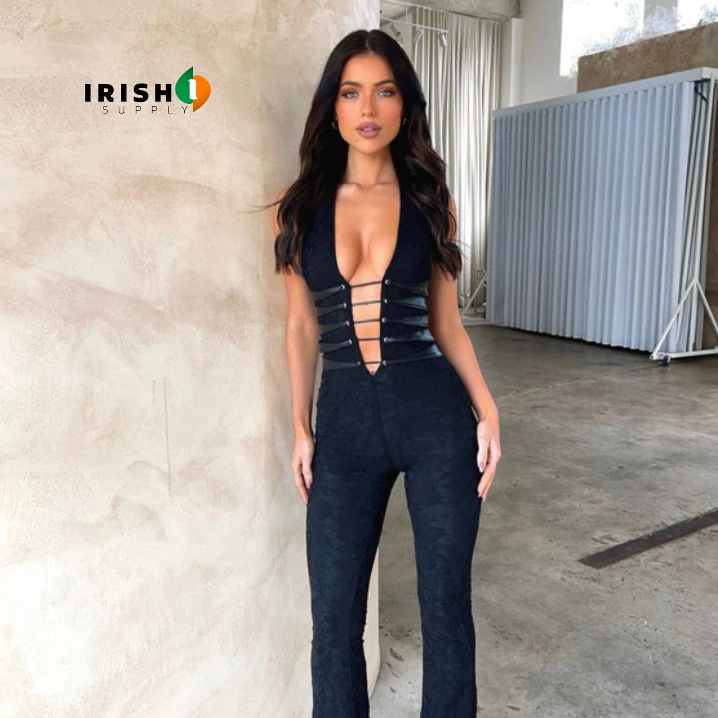 Vephoria Deep V Premium Lace Jumpsuit