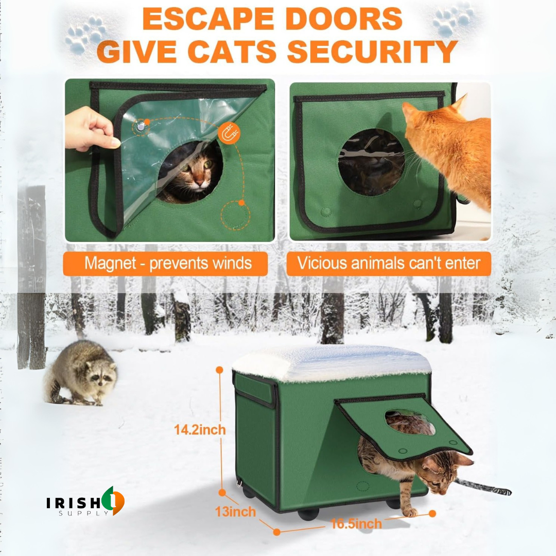 MEOWSANTUARY Weatherproof Heated Cat House for Outdoor Cats