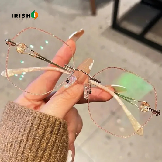 OPTIVISTA New Design Diamond Champagne Gold Rimless Reading Glasses