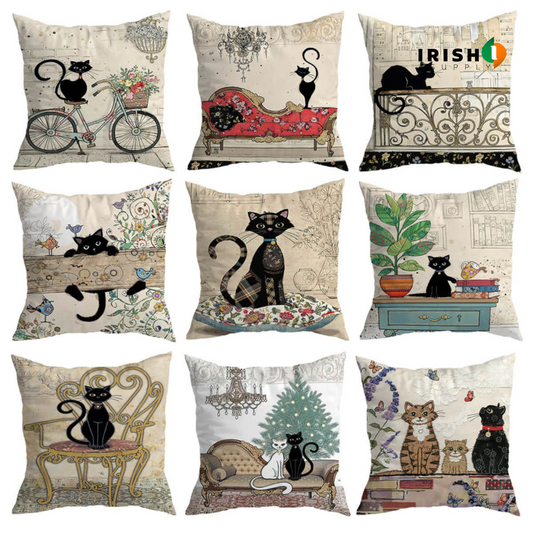 MEOWMODE Minimalist Cat Print Pillow Covers (45x45cm)