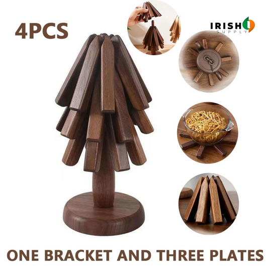 HEATGUARD Folding Black Walnut Hot Dish Holders (4pcs)