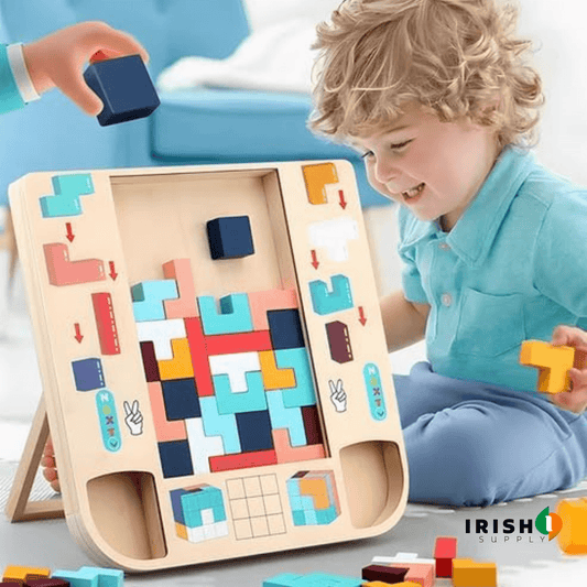 PUZZLEGENIUS Montessori Wooden Tetris
